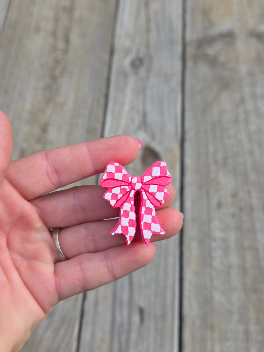 Checkered Bow Straw Topper