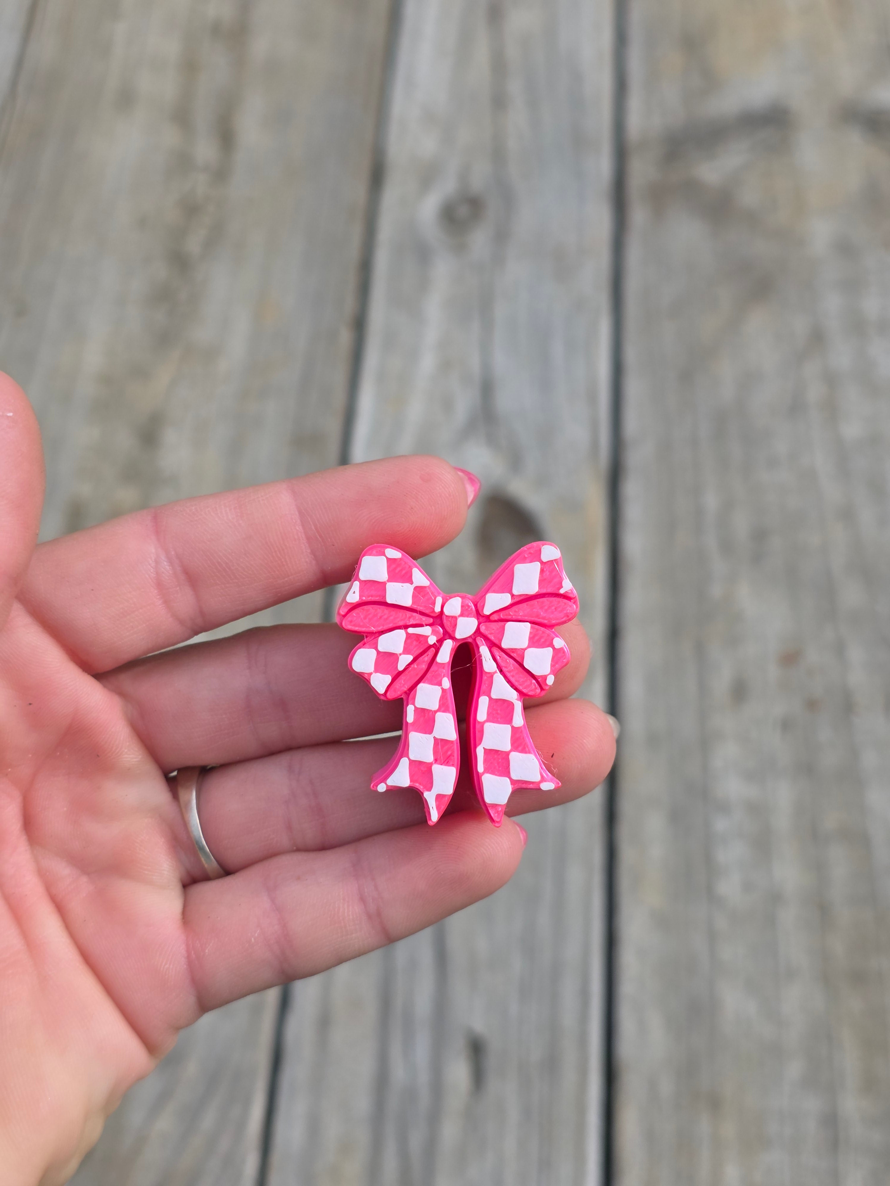 Checkered Bow Straw Topper
